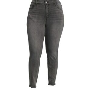 New Terra & Sky Women's Plus Size High Rise Skinny Jeans, Gray, 26W Petite Flaws